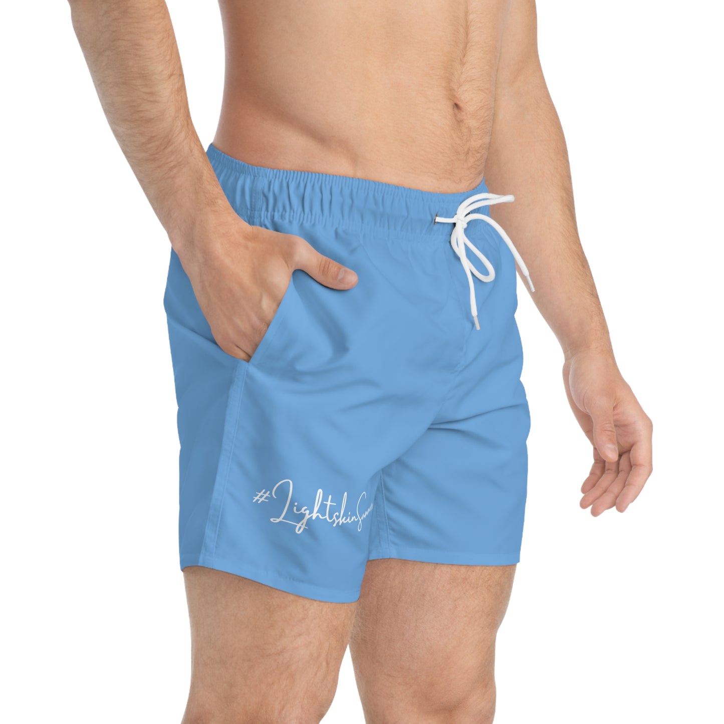#LightSkinSummer Swim Trunks | Light Blue