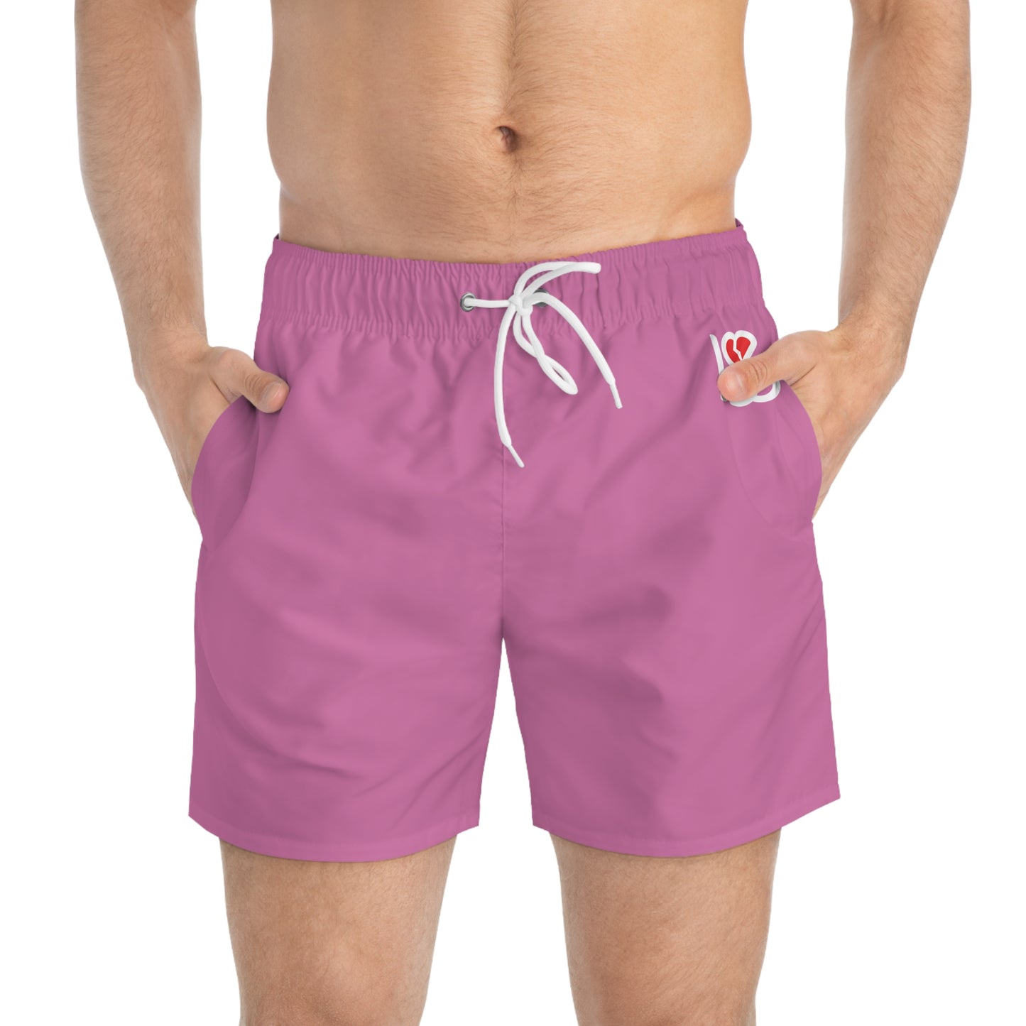 LSS Heart Logo Swim Trunks | Light Pink