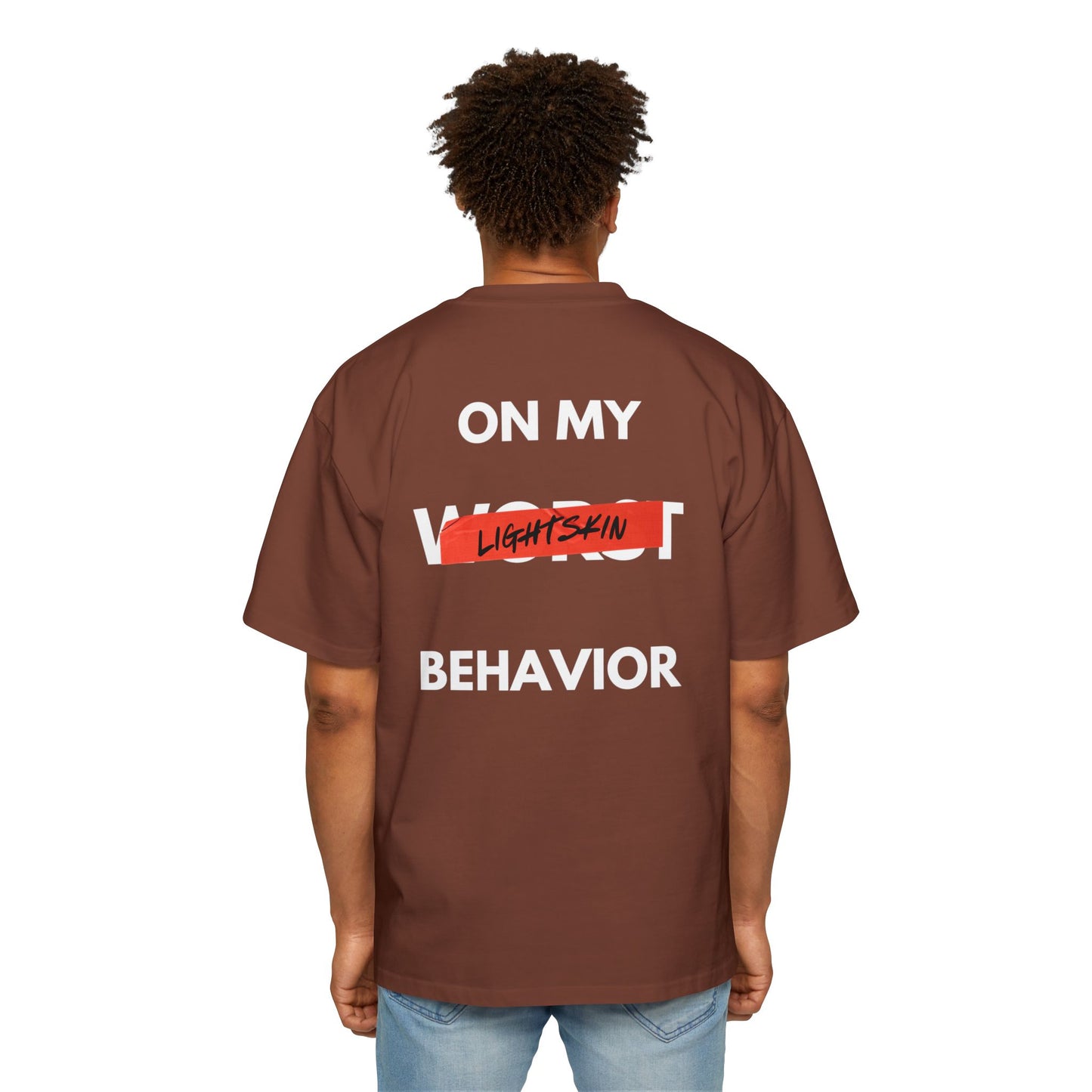 "On My Worst Behavior" Back | LSS Front logo | Unisex Heavy Oversized Tee [Colorways]