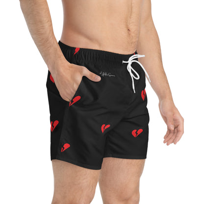 Heartbreak #LightSkinSummer Swim Trunks | Black/Red Style