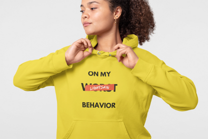 "On My Worst Behavior" | Unisex College Hoodie [Colorways]